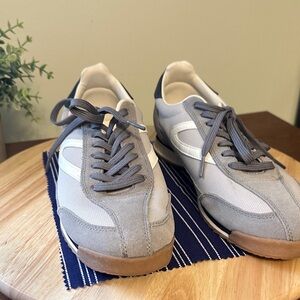 Gray and White Tretorn Sneakers